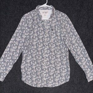 Penguin By Munsingwear  White and Blue Patterned Casual Shirt